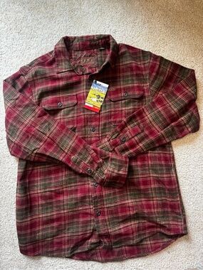 Orvis Red & Olive Plaid Flannel Shirt